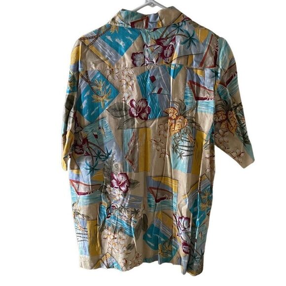 NorthCrest Button Up Men’s Shirt S Vintage Floral Cotton Rayon Hawaiian Camp - Picture 2 of 5